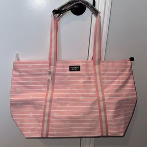 Pink and White Striped Victoria Secret Tote